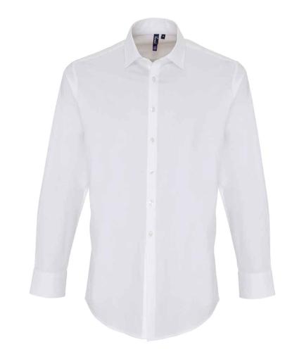 Premier Long Sleeve Stretch Fit Poplin Shirt - WHI - M